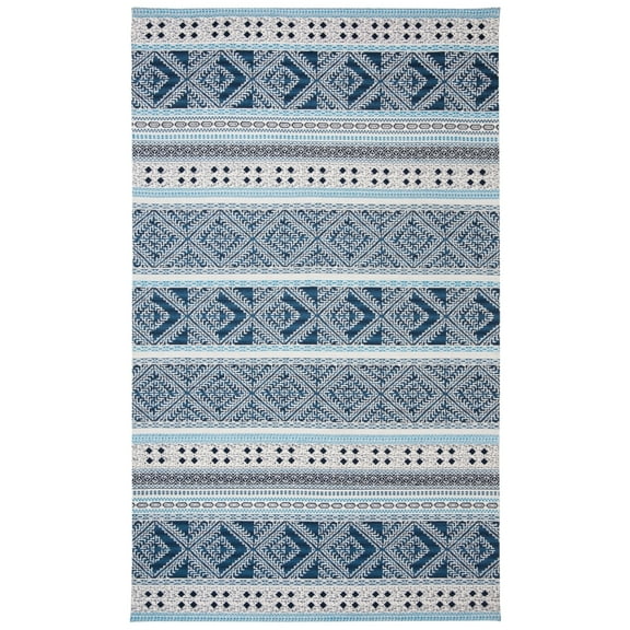 SAFAVIEH Classic Vintage Eric Geometric Polyester Runner Rug, Blue, 2'3" x 8'