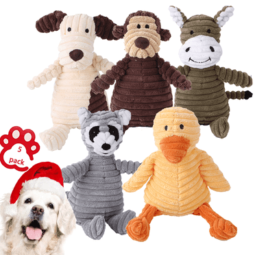 LECHONG Dog Toys, 5-Piece Squeaky Dog Toy with Monkey & Duck for Small Dogs, Multi-color (5 Pack)