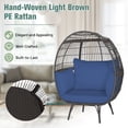 thumbnail image 6 of GVN Egg Chair Outdoor Indoor, Small Rattan Wicker Patio Lounger with 4 Cushions for for Patio, Balcony, Bedroom, Navy, 6 of 7