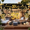 thumbnail image 3 of 50th Black Gold Birthday Decorations for Women Men with 50th Banner, Happy Birthday Banner, Number 50 Foil Balloon, 3 of 7
