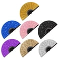 thumbnail image 6 of Cooling Accessories Glitter Folding Fan EDM Festival Convenient Belt Holster Purple glitter fan, 6 of 9