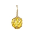 thumbnail image 2 of Handcrafted Model Ships  7 x 3 x 3 in. Yellow Japanese Glass Ball Fishing Float with Brown Netting Decoration, 2 of 2