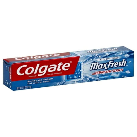 Colgate MaxFresh Cool Mint Fresh Breath Whitening Toothpaste Travel Size, 2.8 Ounce