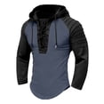 thumbnail image 1 of Fall Hooded Sweatshirt for Men with Color Block Design and Long Sleeve Streetwear Athletic Top, 1 of 5