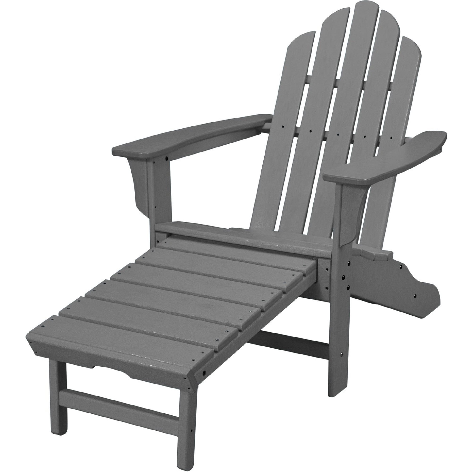 Hanover AllWeather Adirondack Chair w/ Attached Ottoman Slate Gray