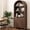 Walnut, variant on 70" Tall Arched Bookshelf with Doors, Modern Wood Bookcase Cabinet with 5 Tier Shelf for Living Room, Walnut