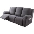 thumbnail image 5 of Recliner Sofa Covers - Stretch Reclining Couch Covers with Stripe Jacquard - 3 Seat Cushion Slipcovers with Soft Fabric - Furniture Protector for Pet Kid (Dark Gray), 5 of 16
