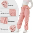 thumbnail image 4 of Rolanko Girls Cargo Pants Wide leg Cargo Sweatpants High Waist Kids Joggers with Pockets 4-14 Years, 4 of 6