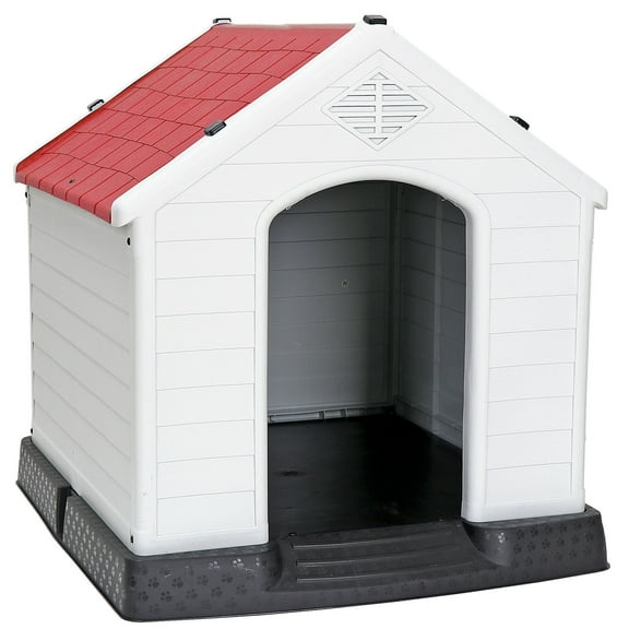 ZENSTYLE Dog House Comfortable Cool Shelter Plastic Design For Small to Medium Sized Indoor Outdoor Red