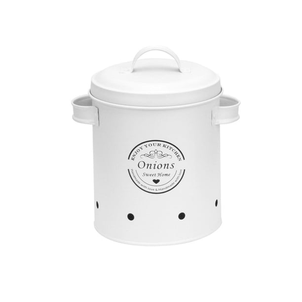 Lata de almacenamiento de patatas con tapas Ollas de hierro rústicas Latas de almacenamiento de verduras de cocina para Blanco Medio