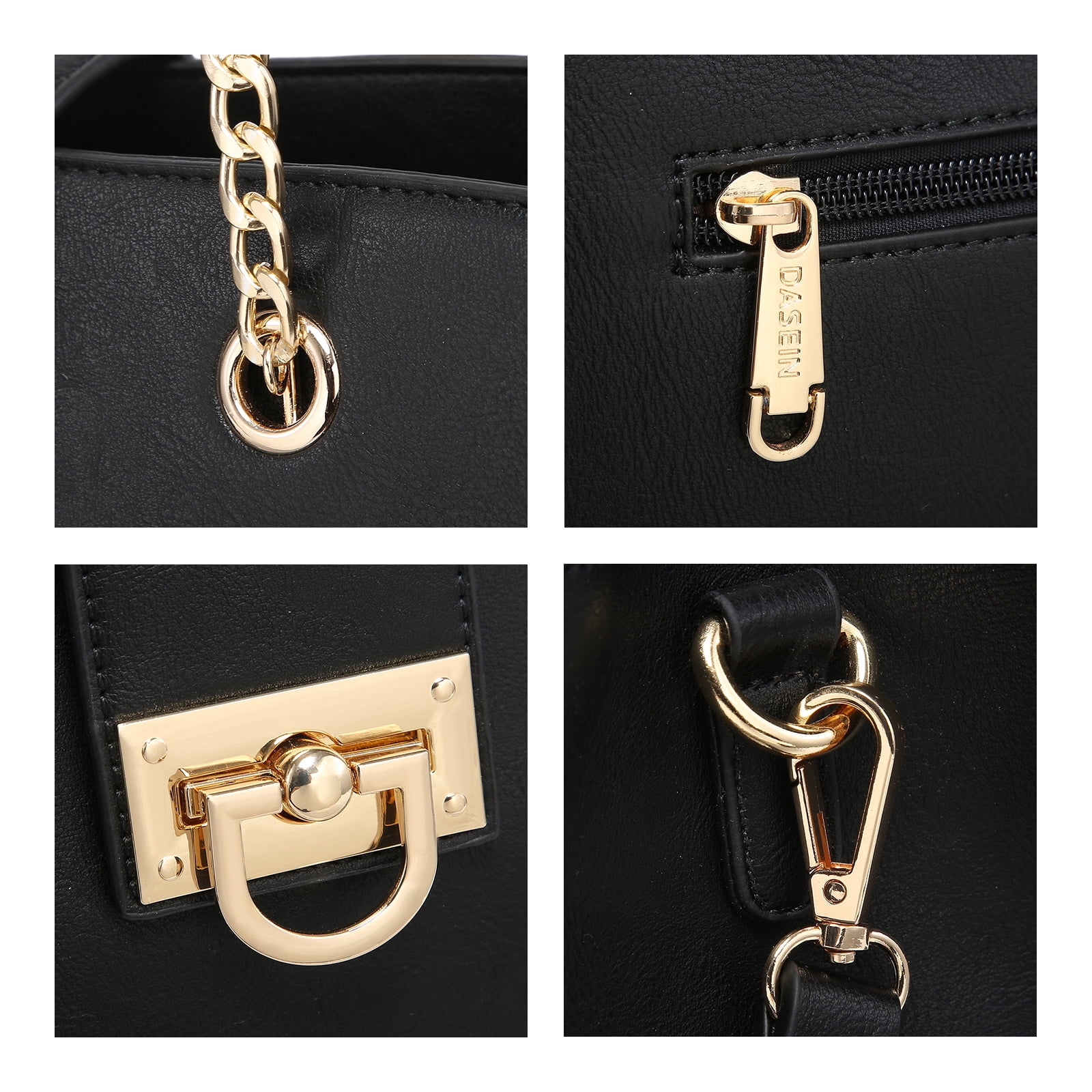 Dasein Hobo Handbag Vegan Leather Tote Chain Shoulder Purse for Women Satchel Bag With Matching Clutch
