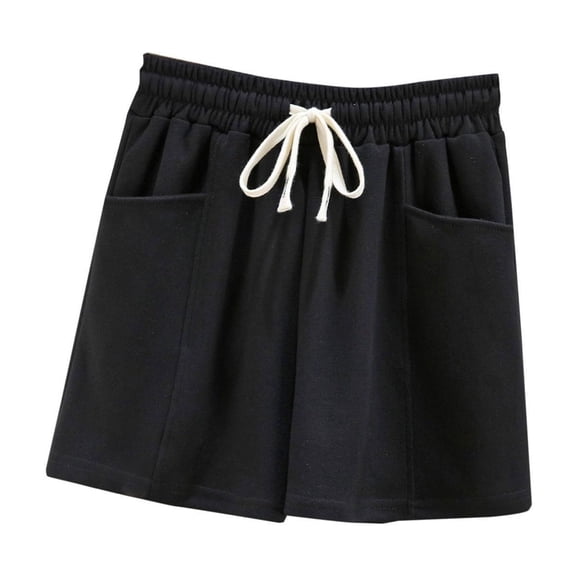 Black Cargo Pants Women's Elastic Waist Knee Length Casual Cotton Shorts with Woman Pants Clearance