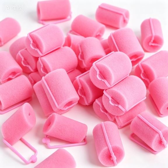 Tutuviw 18 PCS Pink Foam Sponge Hair Roller,Sponge Hair Rollers, Flexible Hair Styling Curlers 40 mm Large Size Soft Sponge Curlers Tools for DIY Hair Styling