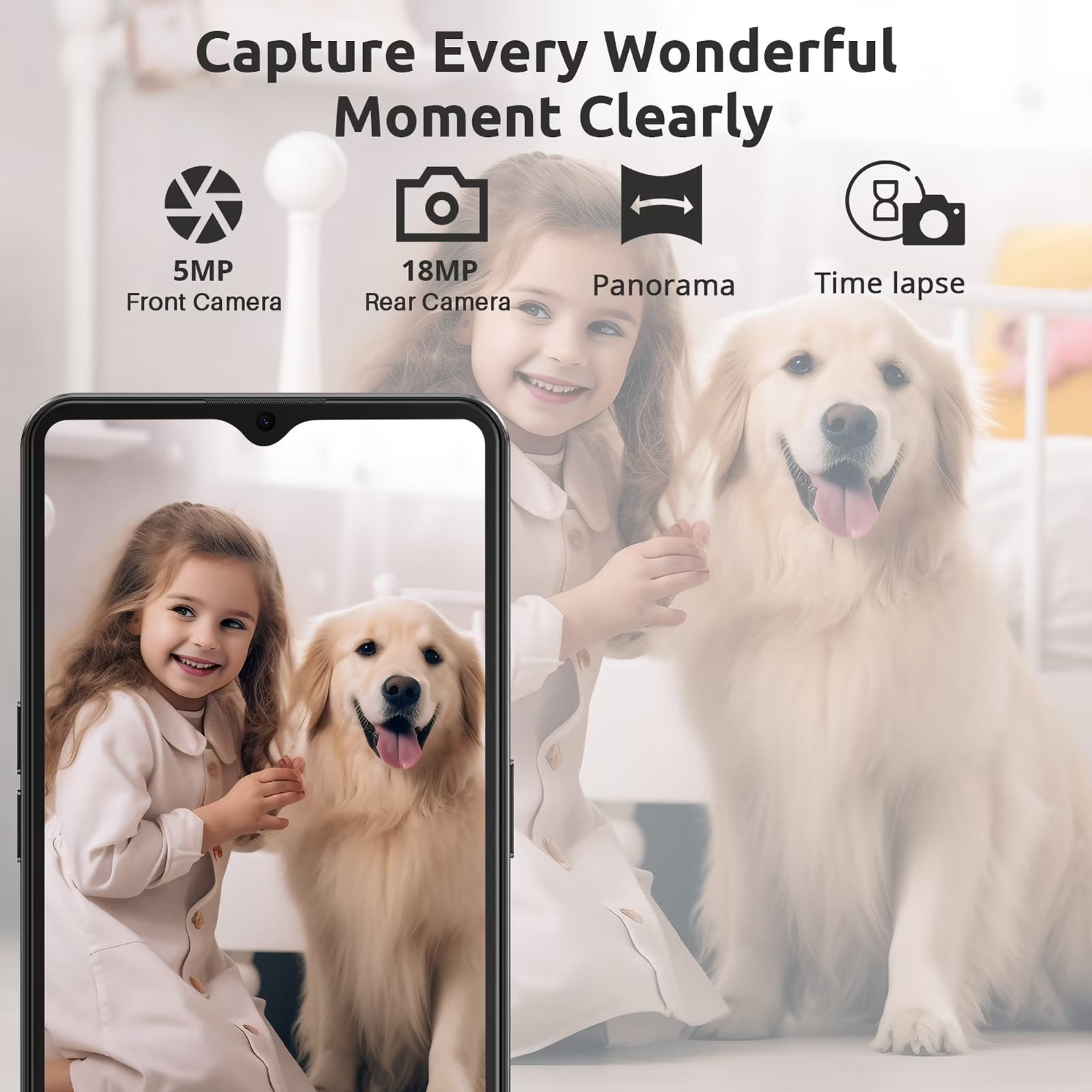XGODY 4G 32GB T-Mobile Unlocked Smartphones, 6.56" Android Phone, 4500mAh, 18MP&5MP Camera, Black