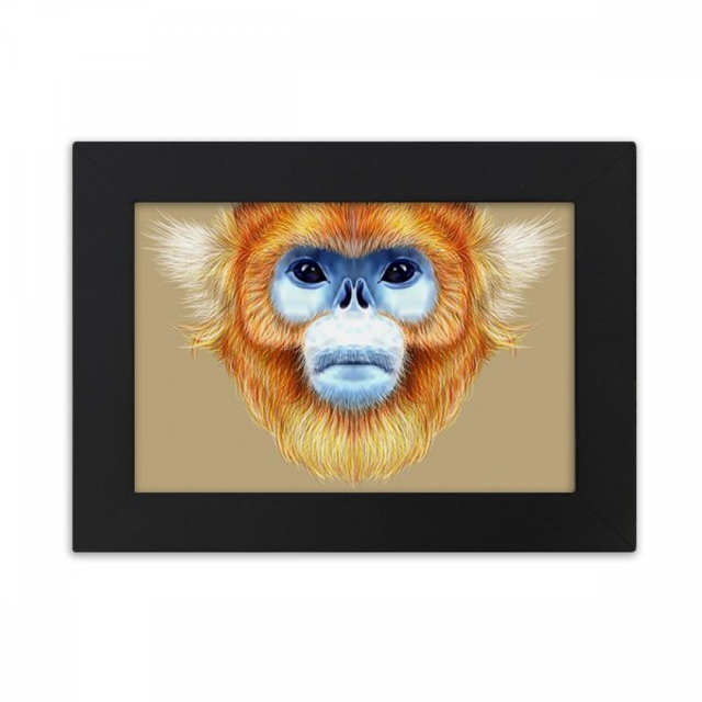 Golden mono de nariz chata animal Marco de Fotos de escritorio imagen Arte Negro Pintura 5x7 pulgadas