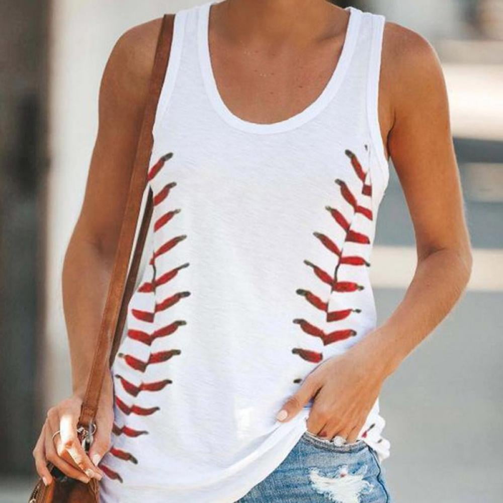 JINTING Play Baseball Tank Tops for Women Letter Printed Baseball Graphic Casual Tank Top 