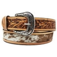 thumbnail image 2 of 28  Western 1-1/2" Wide Floral Tooled Cowhide Inlay Full-Grain Leather Belt 26RT60, 2 of 3
