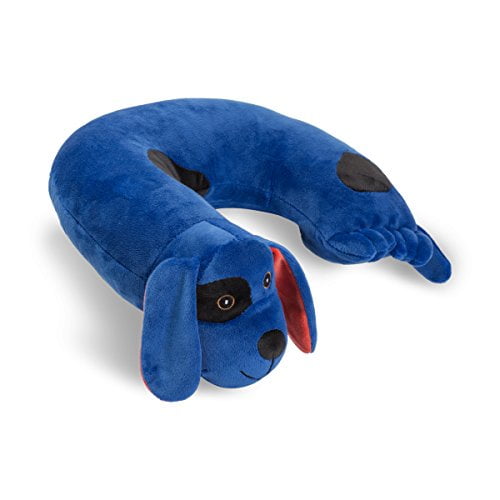 New Critter Piller Kids Neck Pillow Blue Dog Free Soft Machine Washable Comfort 
