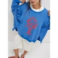 thumbnail image 3 of NJWS Women Oversized Sweatshirt Lobster Graphic Slouchy Pullover Split Hem Long Sleeve Top Casual Fall Winter, 3 of 5