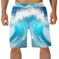 thumbnail image 1 of Ceisia Men's Ocean Wave Print Swim Trunks Quick-Dry 4-Way Stretch Beach Shorts Gifts, 1 of 4