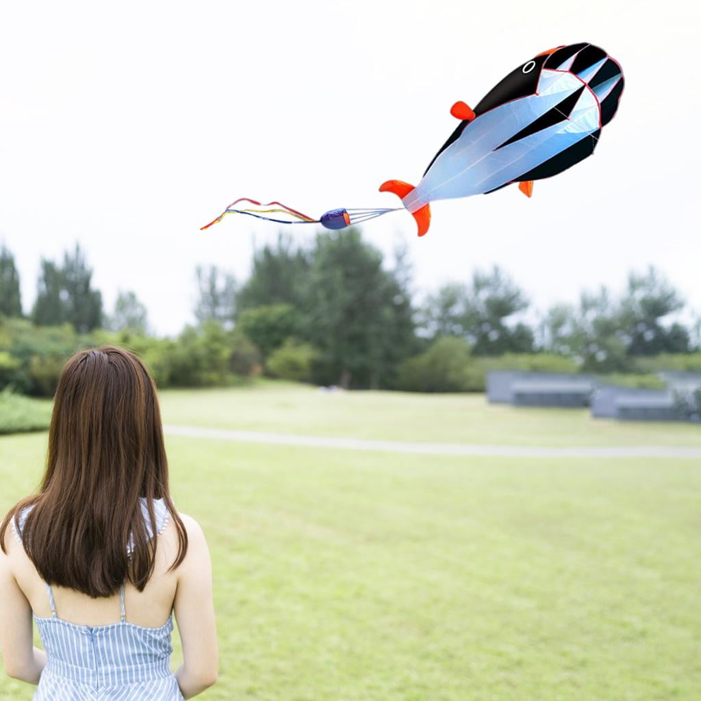 DimyFew 3D Dolphin Kite Childhood Dolphin Orange Soar Priceless Parafoil Gift for Sports black