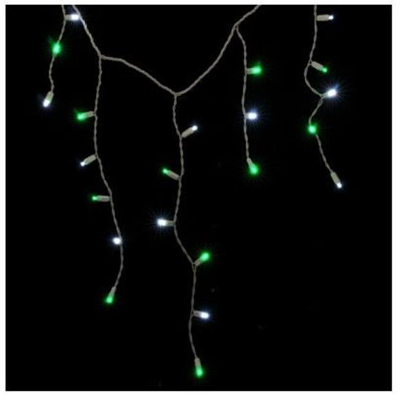 Reinders LEDICE-PWG Pure White and Green LED Icicle Lights on White Wire