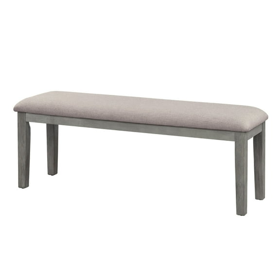 Rectangular Style Wooden Bench with Fabric Upholstered Seat, Gray- Saltoro Sherpi