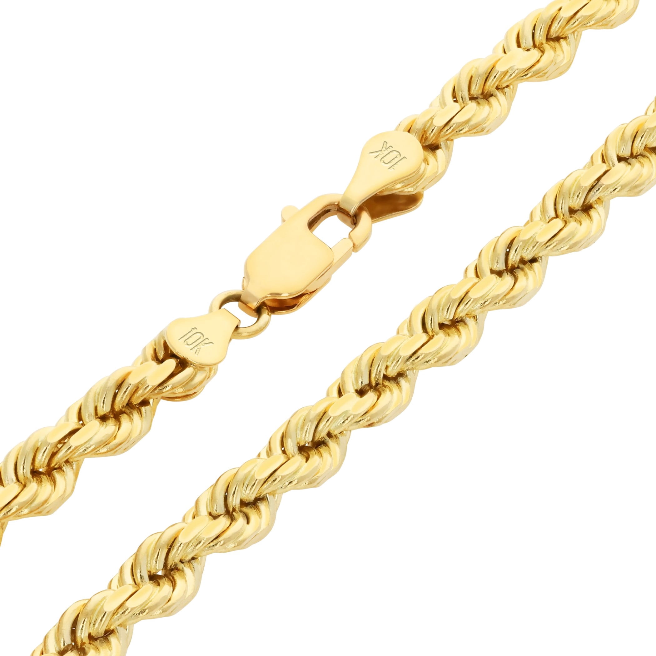 Nuragold 10K Real Yellow Gold 4mm Solid Rope Chain Diamond Cut Bracelet (7"-9") Italian Jewelry for Men