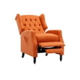 thumbnail image 4 of Arm Pushing Recliner Chair, Modern Button Tufted Wingback Manual Push Back Recliner Chair with Wood Leg & Side Pocket, Upholstered Living Room Chair Single Reclining Sofa Home Theater Seating, Orange, 4 of 7