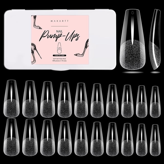 Uail Tips Makartt Coffin, 500 unidades, tapa completa, transparente, remojo