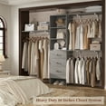 thumbnail image 5 of Homieasy 20.2‘’ - 96‘’ W Closet System, Walk In Closet Organizer with 3 Shelving Towers, Heavy Duty Clothes Rack with 3 Drawers, Built-In Garment Rack, Gray, 5 of 9