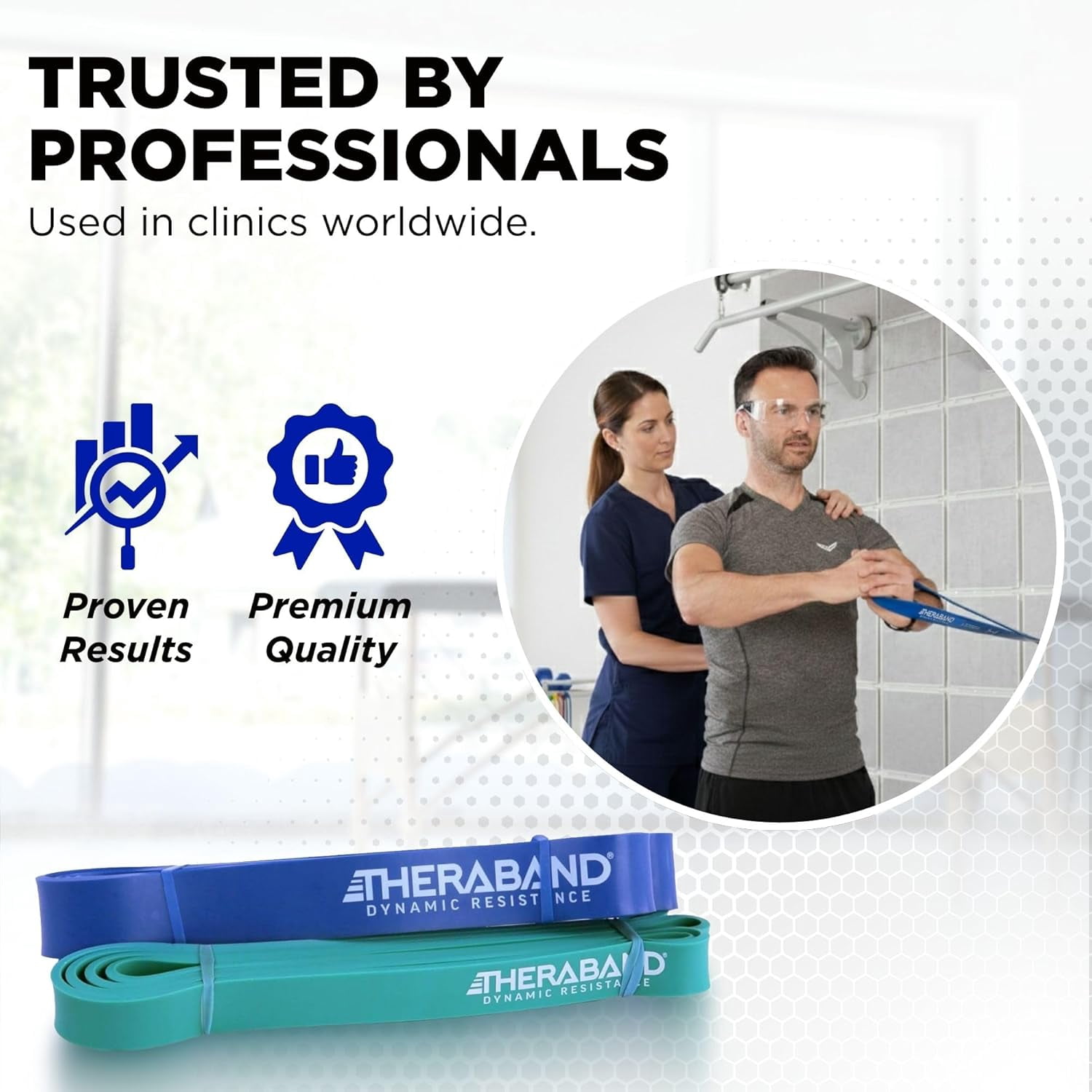 THERABAND High Resistance Band Set of 2, Medium and Heavy Elastic Super Bands for Full Body Workouts, Physical Therapy, Strength Training, Durable 41” Loop Exercise Bands, 25-35 lbs Resistance
