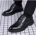 thumbnail image 5 of Xfvqtps Mens Dress Shoes British Style Splicing Together Pointy Toe Lace up Fashion Classic Formal Business Casual Wedding Groom Leather Shoes Black, 5 of 9