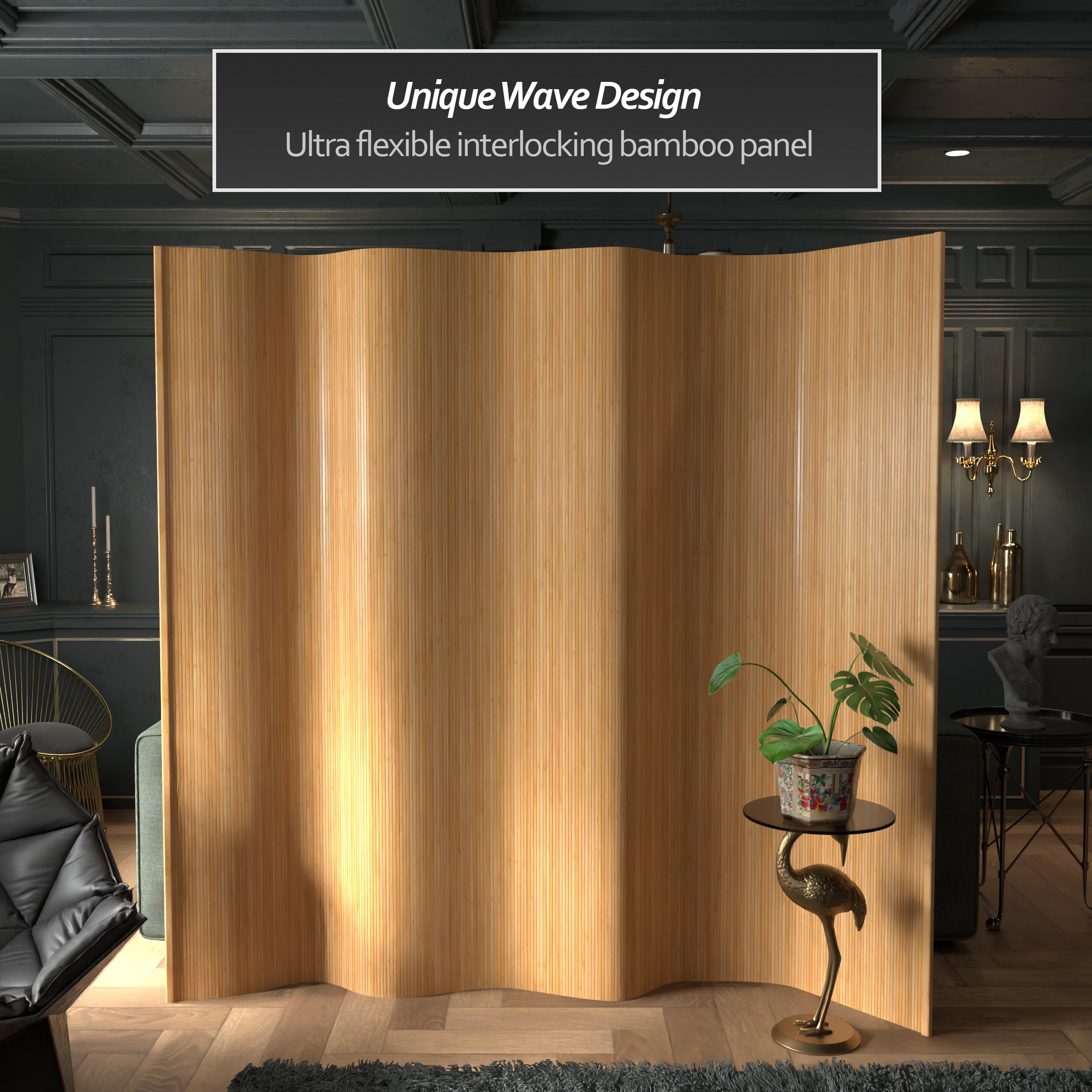 7 ft. Tall Bamboo Wave Screen - Honey