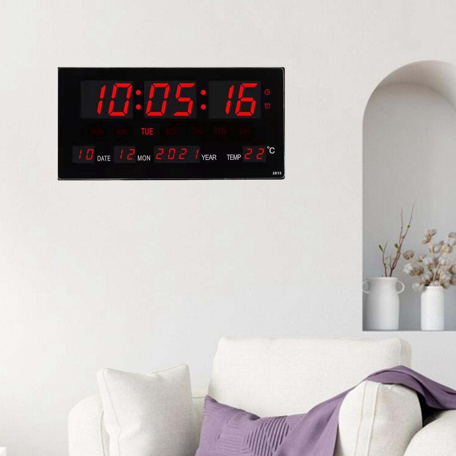 Large Screen Digital Wall Clock W/ Temperature Calendar LED 12/ Large Number Display Alarm Clocks for Table, Office,Restaurant ,Hotel Decor