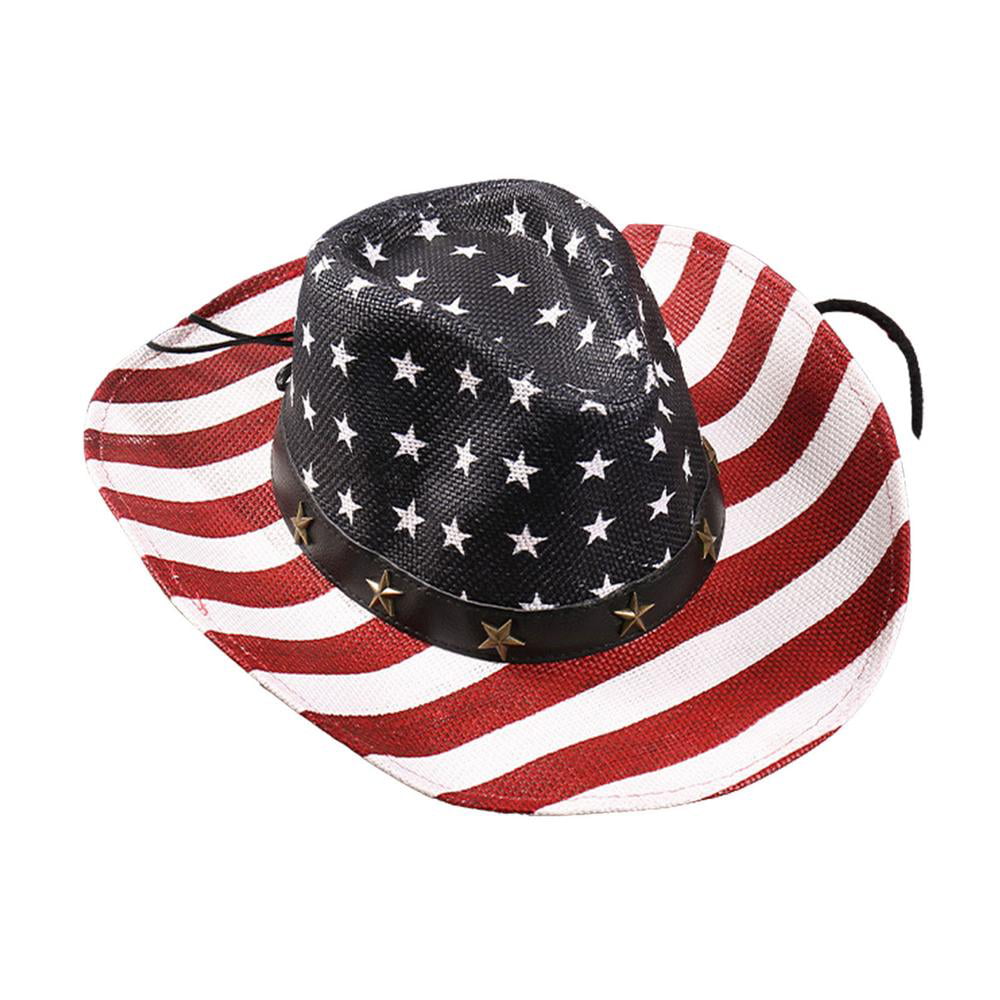 Famure Flag Hat-Classic American Flag Cowboy Hats-Independence Day Sun ...