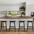 thumbnail image 2 of CL.HPAHKL Kitchen Bar Stools Set of 2, 30 Inch Counter Height Stools Backless Barstools with Footrest Countertop Solid Wooden Saddle Seats for Breakfast Bar, Kitchen Island, Party Room, Black, 2 of 11