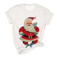 thumbnail image 2 of Up to 65 off!Lolmot Christmas Shirts for Women Christmas Santa Clause T-Shirt Girls Cute Graphic Tees Holiday Short Sleeve Shirts Casual Tunics Plus Size Tops, 2 of 7