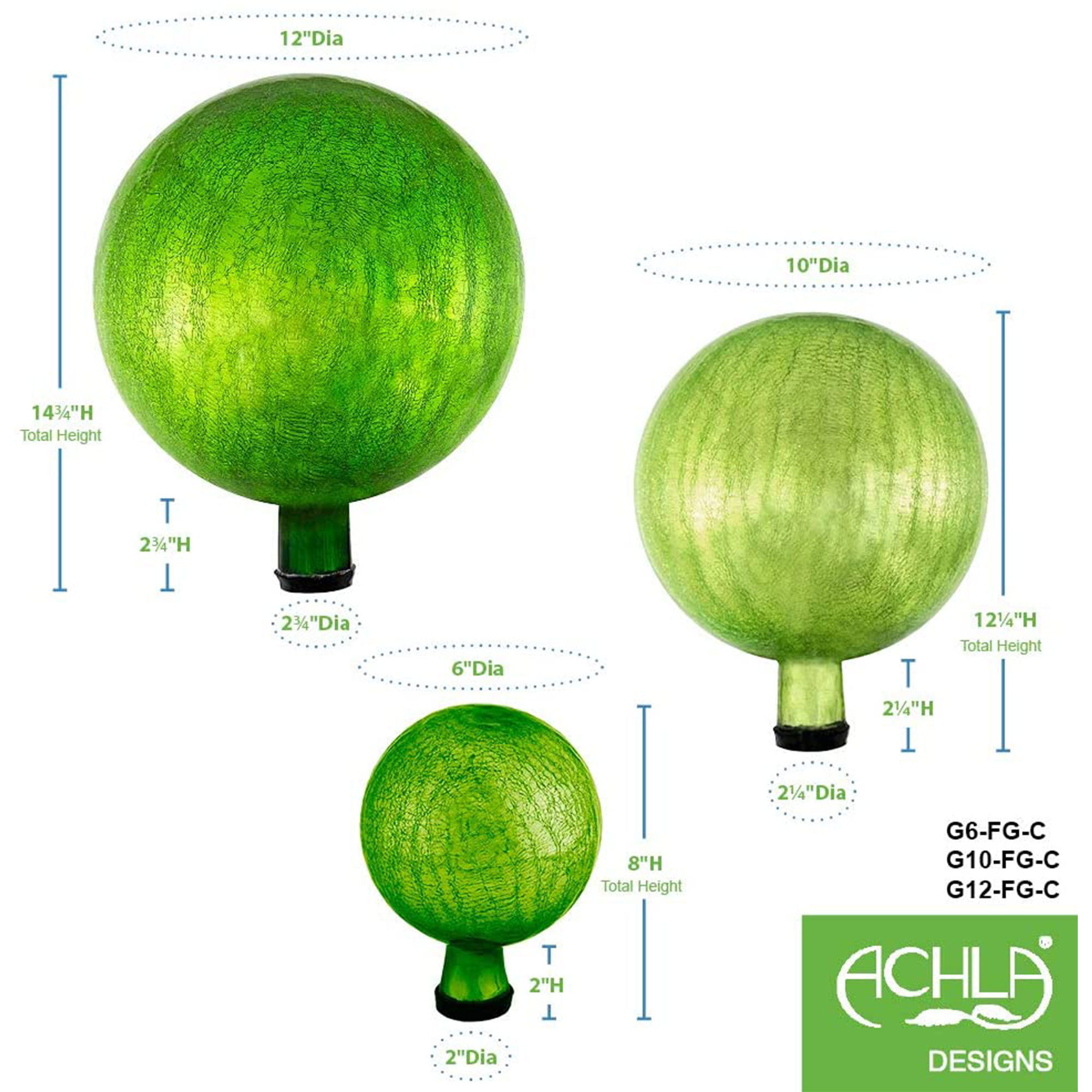 Achla Designs 12 Inch Gazing Glass Globe Sphere Garden Ornament, Fern Green - image 5 of 6