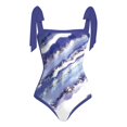 thumbnail image 3 of MKLEKYY Trajes De Baño Mujer Completo Women 1 Piece Swimwear+1 Piece Cover Up Two Piece Vintage Print Swimsuit Monokini Bikini 2 Piece Swimsuits Two Piece Tankini Set 775, 3 of 4