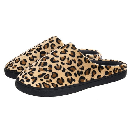 

NUOLUX 1 Pair of Winter Leopard Cotton Slippers Men and Women s Indoor Cotton Sandals