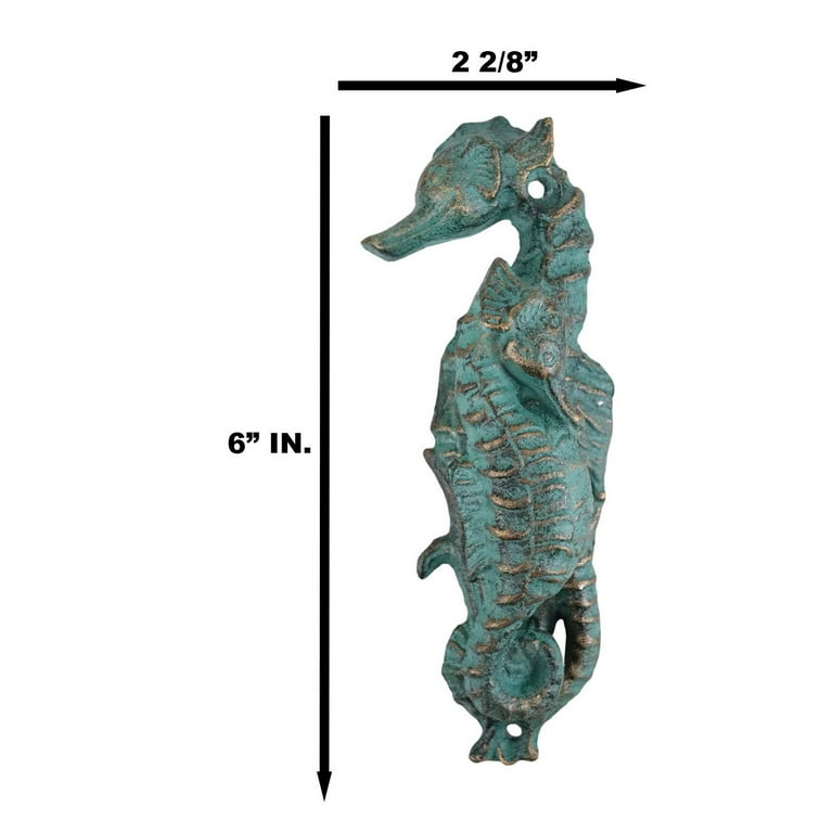Cast Iron Verdigris Finish Sea Horse Door Knocker Cast Iron Verdigris Finish Sea Horse Door Knocker