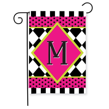 Briarwood Lane Everyday Garden Flag 12x18 For Outdoor Neon Checkerboard Monogram - M Garden Flag Flags For Outside