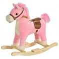 thumbnail image 3 of Qaba Rocking Horse Plush Animal on Wooden Rockers with Sounds, Wooden Base, Baby Rocking Chair for 36-72 Months, Pink, 3 of 10