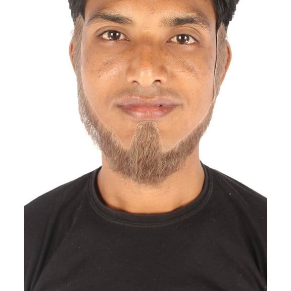 HPO Adult Men's Fake Beard – Short Brown Synthetic Hair Fake Beard for Halloween, Cosplay & Theater