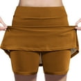 thumbnail image 2 of ZQUUVOU Girls Solid Faux 2 Piece Skort A Line High Waist Loose Skirt with Built In Shorts Workout Tennis Athletic Skirts Brown, 2 of 7