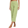 thumbnail image 4 of Pantalon Capri en Lin pour Femmes, Coton, Jambe Droite, Ample, Court, TG, 4 of 6