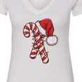 thumbnail image 4 of Inktastic Red and White Candy Cane Santa Christmas Funny Xmas Lights Women's V-Neck T-Shirt, 4 of 5