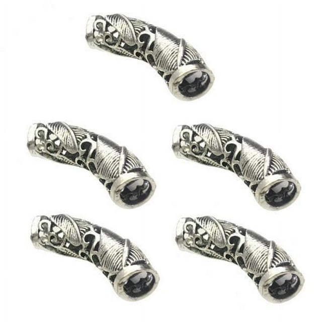 Bunblic 2x5pcs 9mm Perles de Dreadlock en Alliage Métal Anneaux de Tresse de Cheveux Clips de Manchette Tube, 3 Pcs