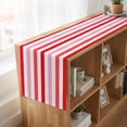 thumbnail image 6 of Red Pink Stripe 108 Inch Table Runner, Geometric White Vertical Striped Farmhouse Dresser Scarf Cotton & Linen Tablerunner for Dining/Kitchen Island/Holiday Party Décor 13" x 108", 6 of 9